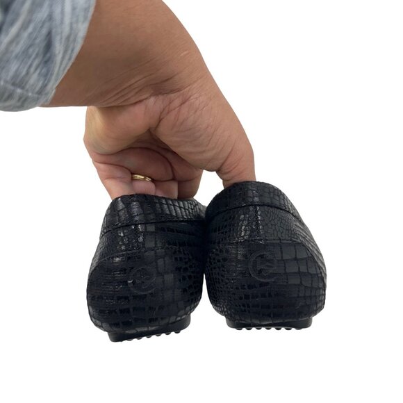 LifeStride Womens Black Crocodile-Embossed Loafers Silver Buckle Detail Size 10M - Picture 13 of 14